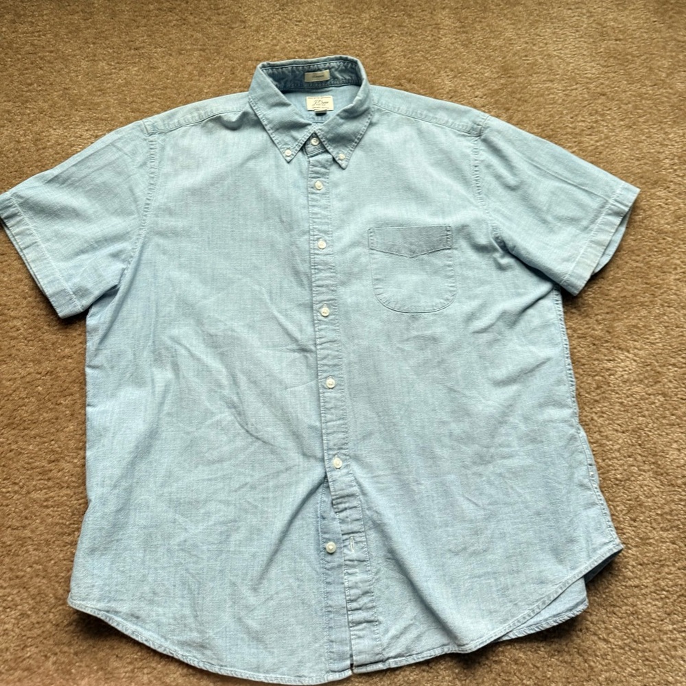J. Crew Light Blue organic cotton Casual Button Down Shirt Sz XL